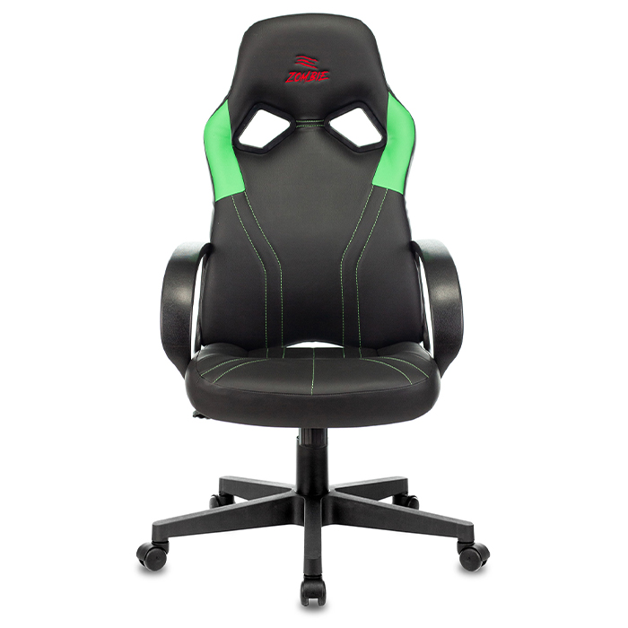 Компьютерное кресло Zombie Runner игровое, черное/зеленое - фото №1