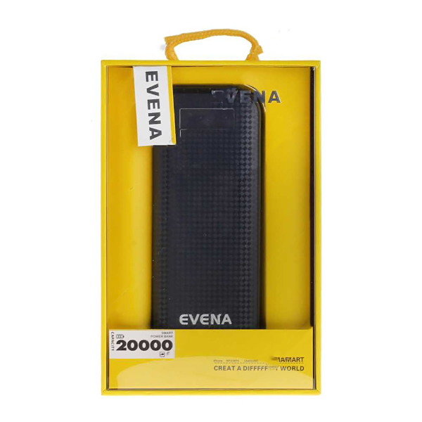 Универсальный внешний аккумулятор Evena, 20000mAh, 2хUSB, черный - фото №1